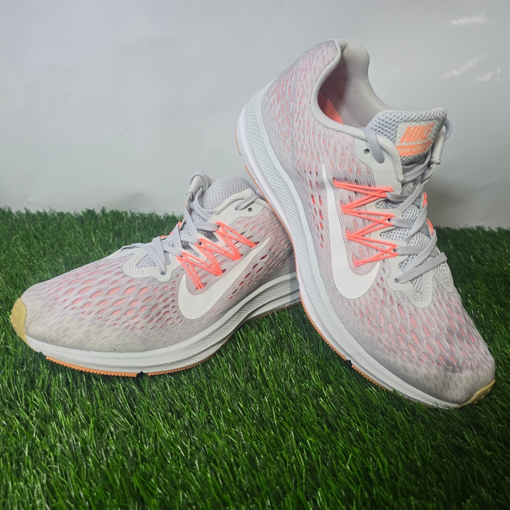 Nike sz 9 Grey Zoom Winflo 5 Running Shoes Womens AA7414-006 Orange Mesh Sneaker